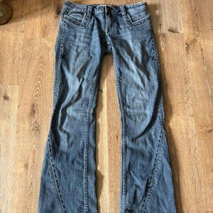 Y2K Vintage 90’s Angel Blue Jeans Low rise, flared Size 7 junior or 28 Waist